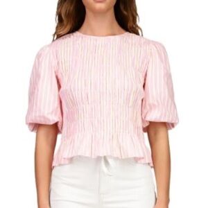 Sanctuary Together Again Smocked Puff Sleeve Top Size Small